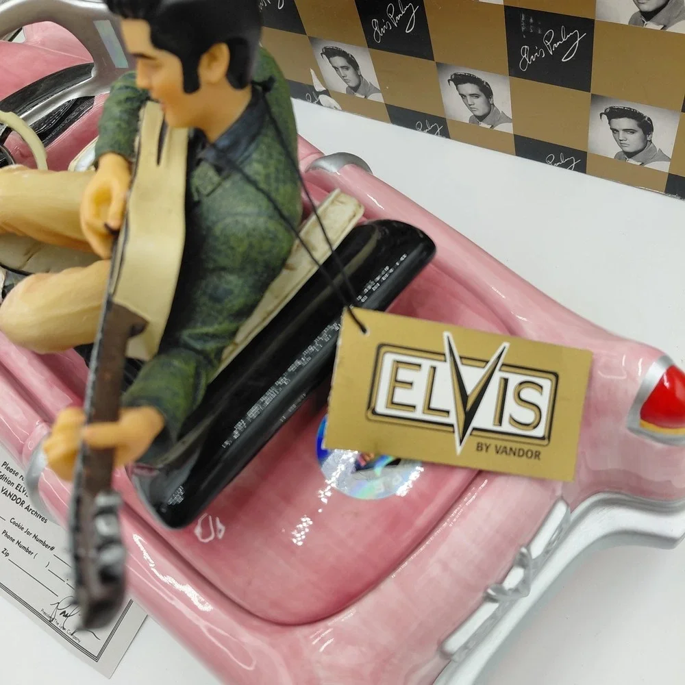 Vtg 90s Elvis Presley Pink Cadillac Cookie Jar ORIGINAL Box Certificate Numbered